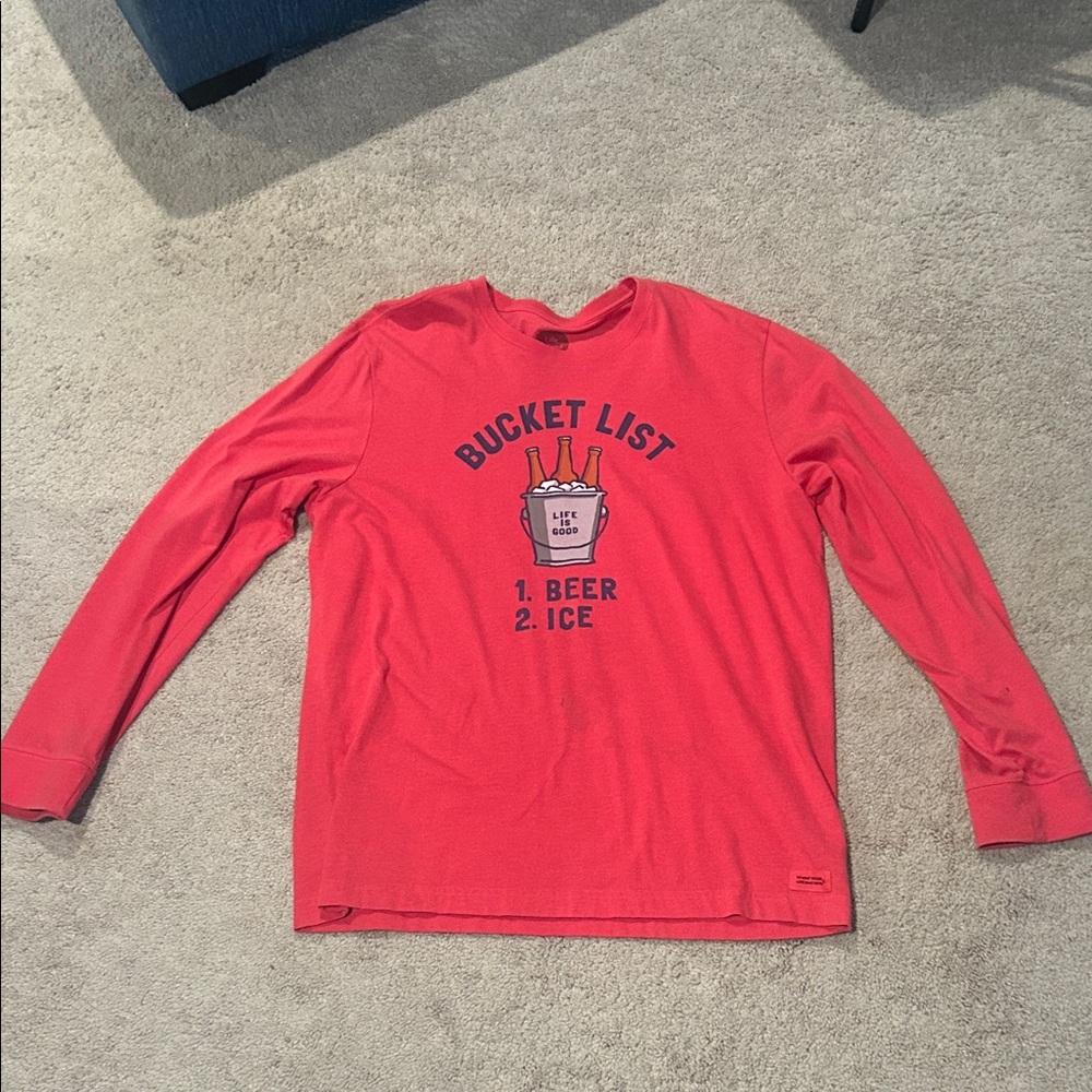 Life Is Good Red Long Sleeve Tee